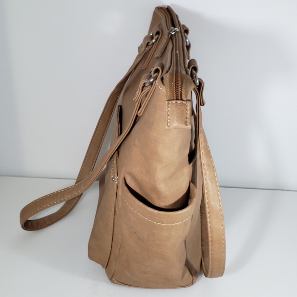 Multi Sac Beige Multi Pocket Functional Faux Leather Shoulder Bag - Picture 5 of 15